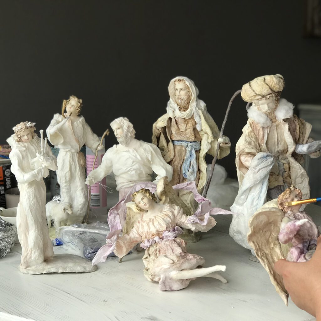 handmade Nativity Set in processing