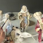 Drawing the king character's face for the nativity scene