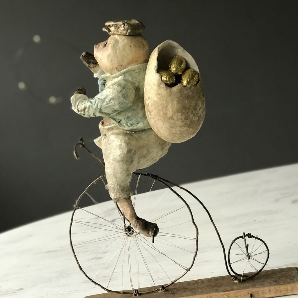 Agoo is carrying an big egg contains chocolate eggs for the kids in Easter
