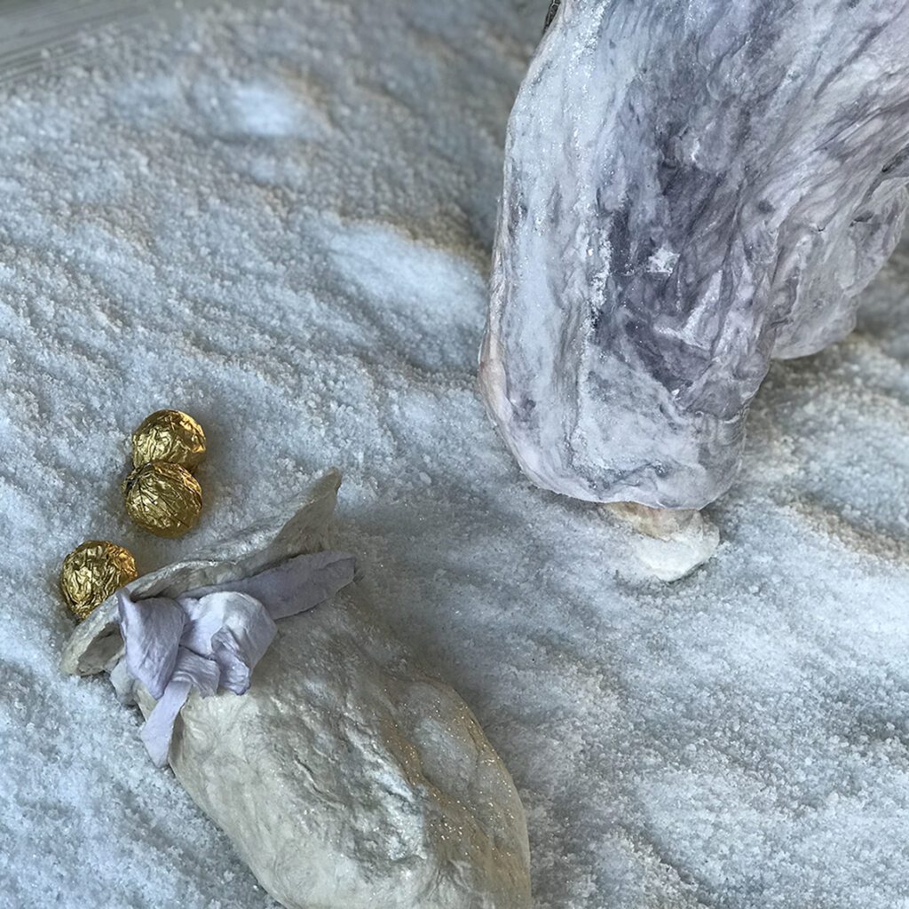 Dropped golden chocolate from Santa's sack
