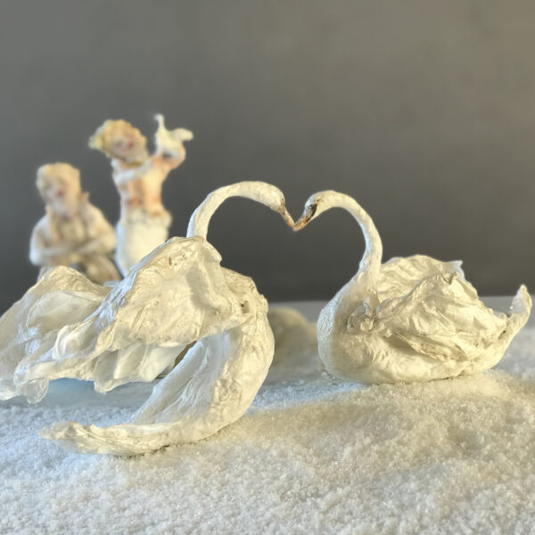 Handmade Swan Sculpture Set